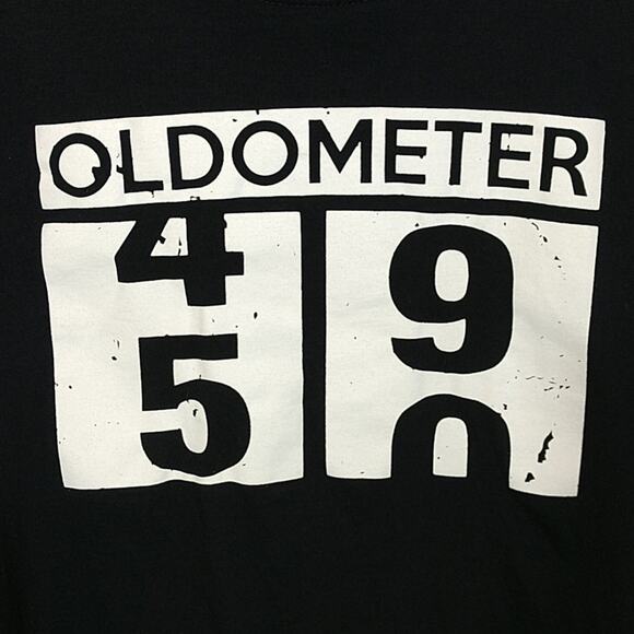 "Oldometer" Birthday Black T-shirt size Large - Picture 2 of 4